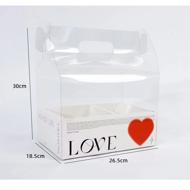 Yixing transparente PVC caja portátil de pastel de flores recubierto caja de regalo de frutas impermeables caja de embalaje de pastel