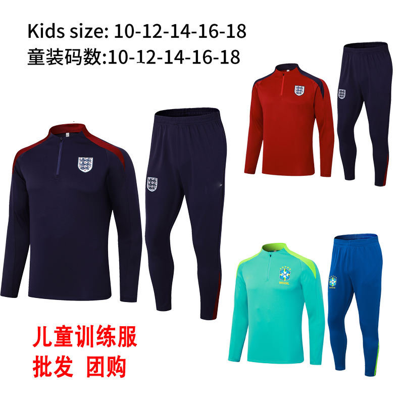 Hot Sale Paris Arsenal Barcelona Half Zip Training Suit Kids Inter Dot Jacket suit Long Sleeve Soccer Suit