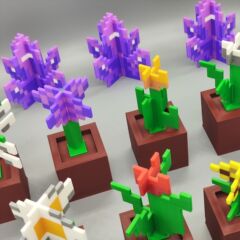 私の世界の植物 3D プリントモデル物理的な家の装飾品青い花美しい耳草モデルモザイク装飾品