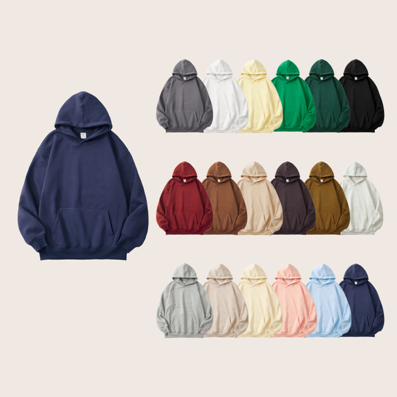 Ag300 Cross-Border European and American Heavyweight Double-Sided Pullover Hoodie Loose Autumn Unisex Solid Color Top