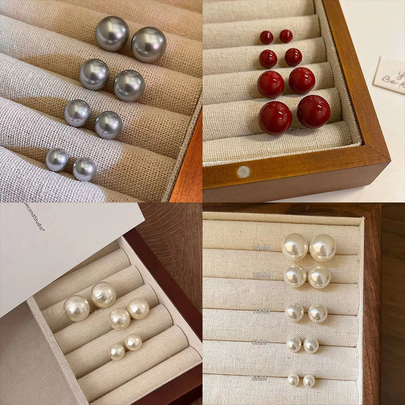 Niche retro light luxury big pearl stud earrings female s925 silver needle 2023 autumn and winter elegant gentle earrings ear care earrings
