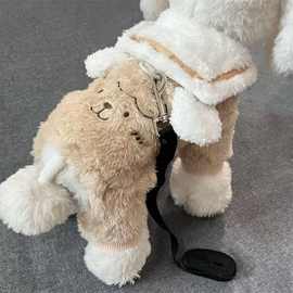 宠物可爱双面加绒保暖四脚衣泰迪比熊博美小型犬狗狗秋冬外出衣服