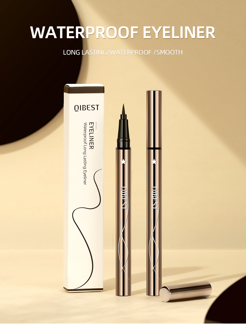 QIBEST Cross-border Ultra-fine eyeliner Liquid: Smooth, flowing, long-lasting without smudging, quick-drying, beginner eyeliner waterproof wholesale Specification drawing