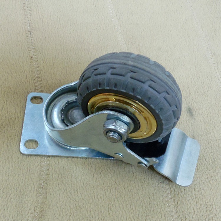 3寸风火橡胶静音轮 镀金橡胶静音轮 双轴承高弹力橡胶静音轮