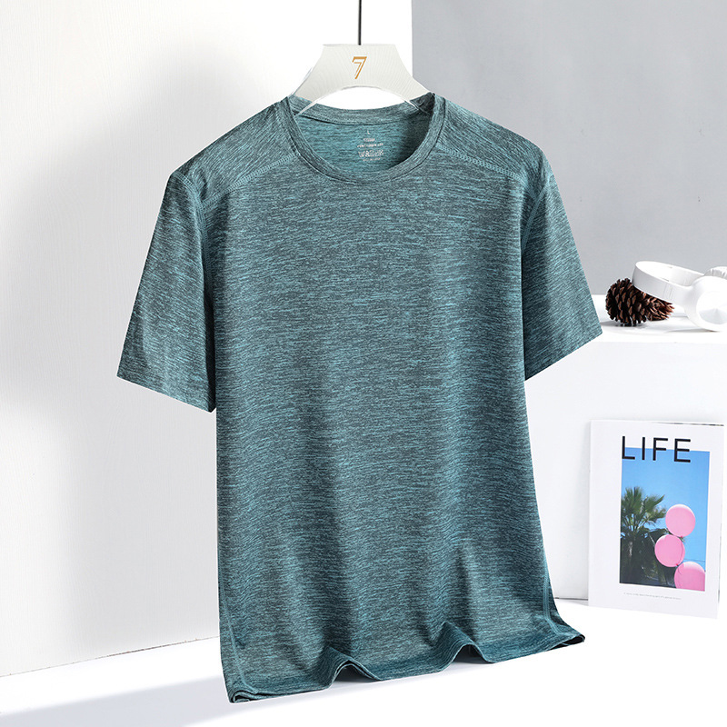 Camiseta de manga corta de seda helada de talla extra grande para hombre, estilo casual moderno, de ajuste holgado, de secado rápido, versátil, sin necesidad de planchado.