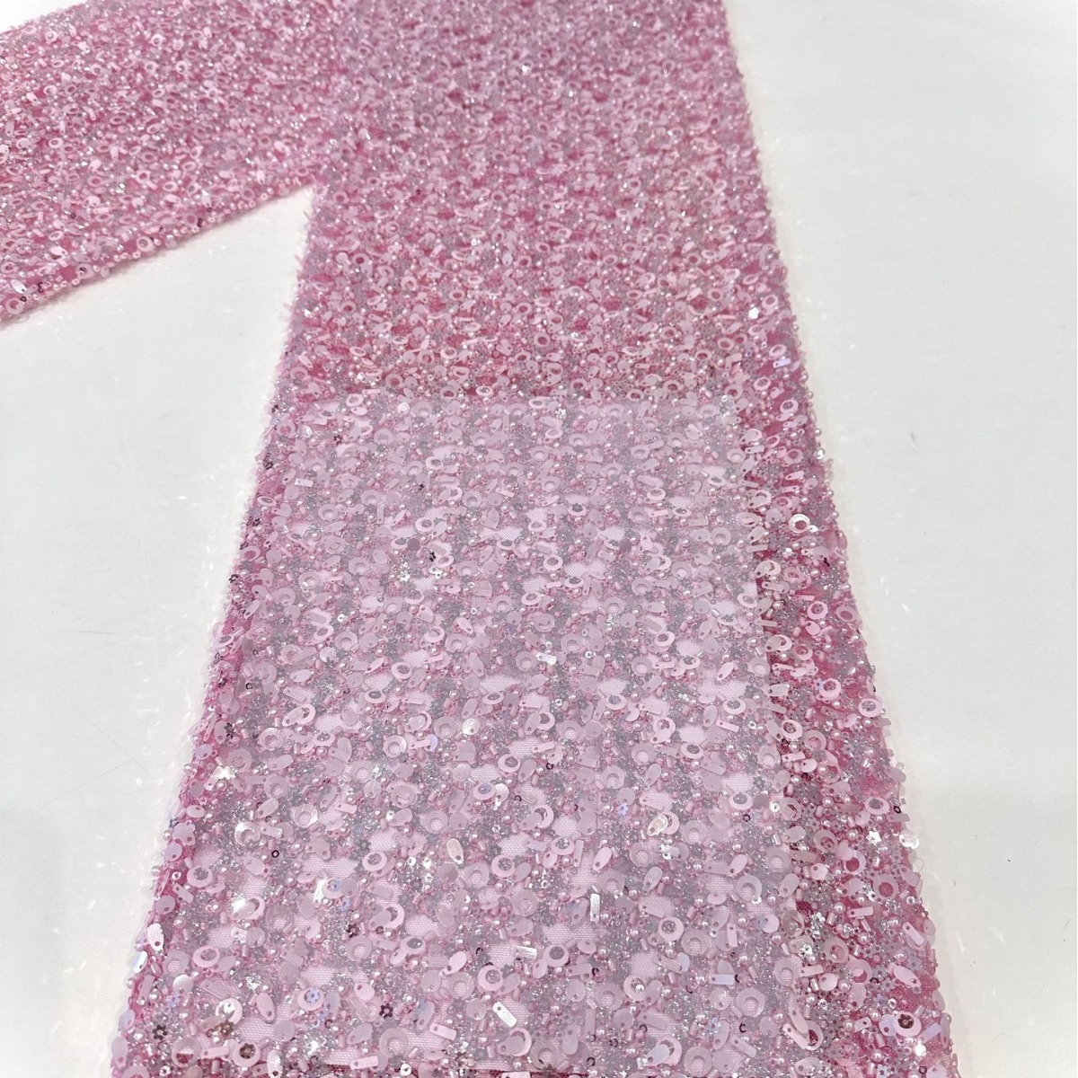 Tubo de perlas bordado pendientes de semillas de melón tela de perlas de moda alta sensación vestido de boda danza tela de moda