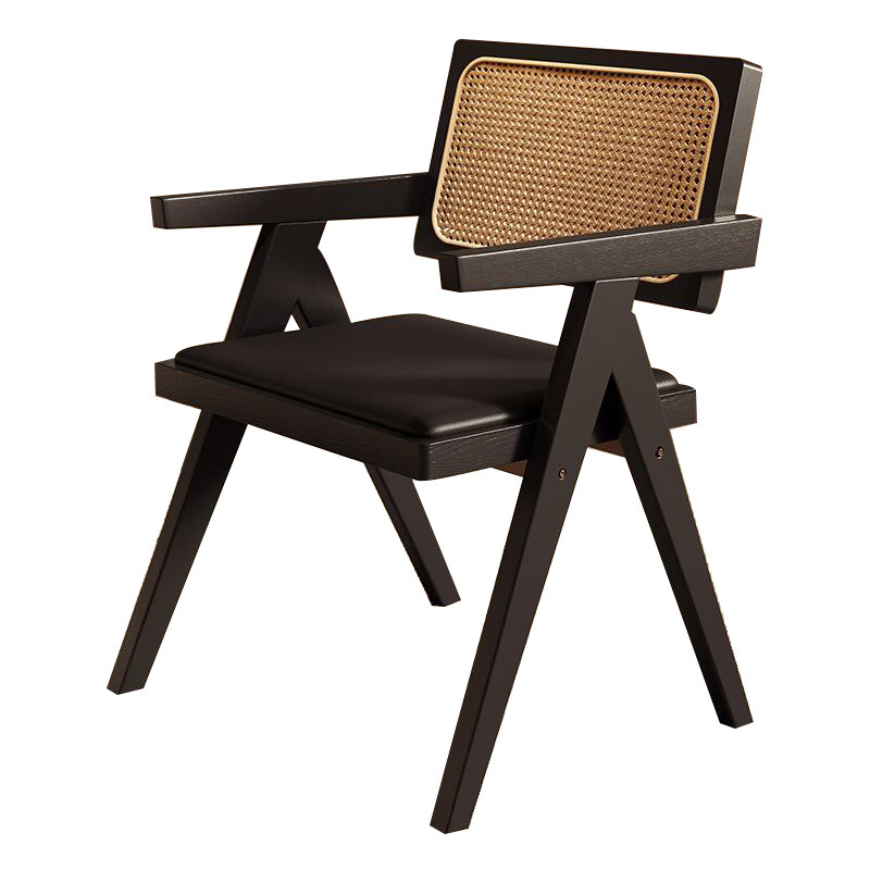 Silla Chandigarh Silla de comedor de madera maciza Silla de bolso suave de estilo antiguo para el hogar Silla con respaldo de wabi-ji Silla de té Mesas y sillas de comedor de ratán