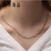 Necklace, retro chain, metal fashionable bamboo sweater stainless steel, European style, simple and elegant design