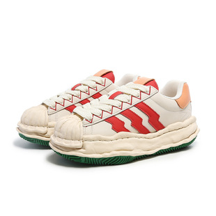 Kaaibook Kunio Miyake Shell Toe Thick-Soled Dissolving Shoes for Men and Women, Fashionable Color-Blocked Three-Stripe Sneakers