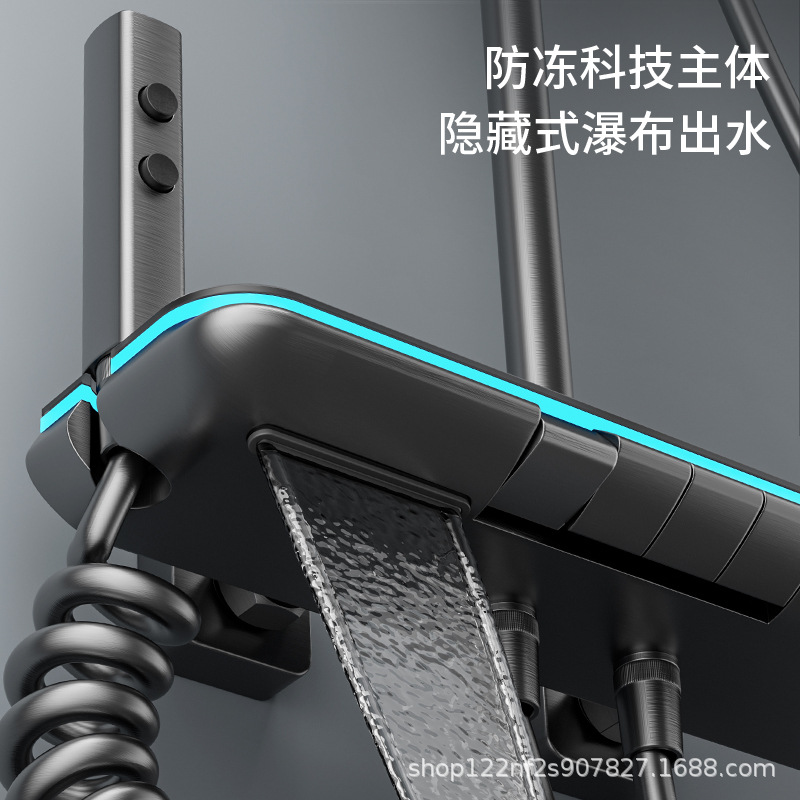 Fabricante pistola gris ducha de temperatura constante juego de ducha pantalla digital baño de lluvia baño de cobre baño doméstico ducha presurizada