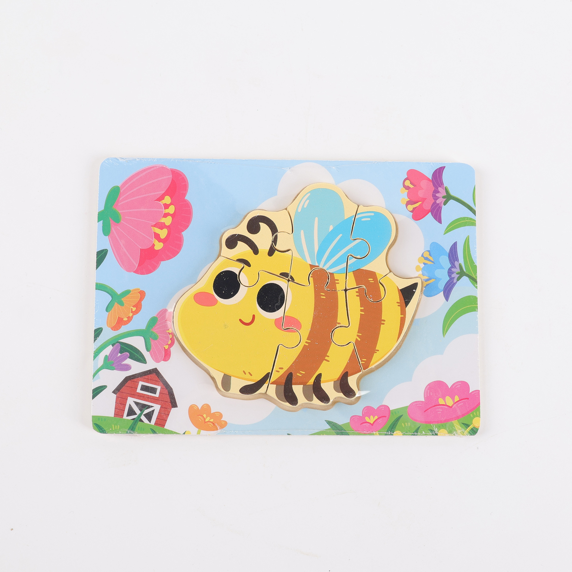 Puzzle de madera plano pequeño puzzle infantil juguetes de dibujos animados animales de tráfico cognitivo bloque al por mayor