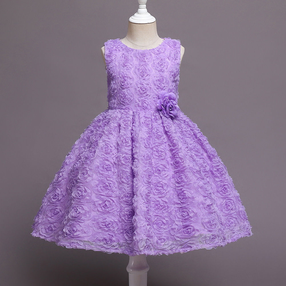 女孩连衣裙紫色公主裙儿童礼服六一可爱团体演出服children dress