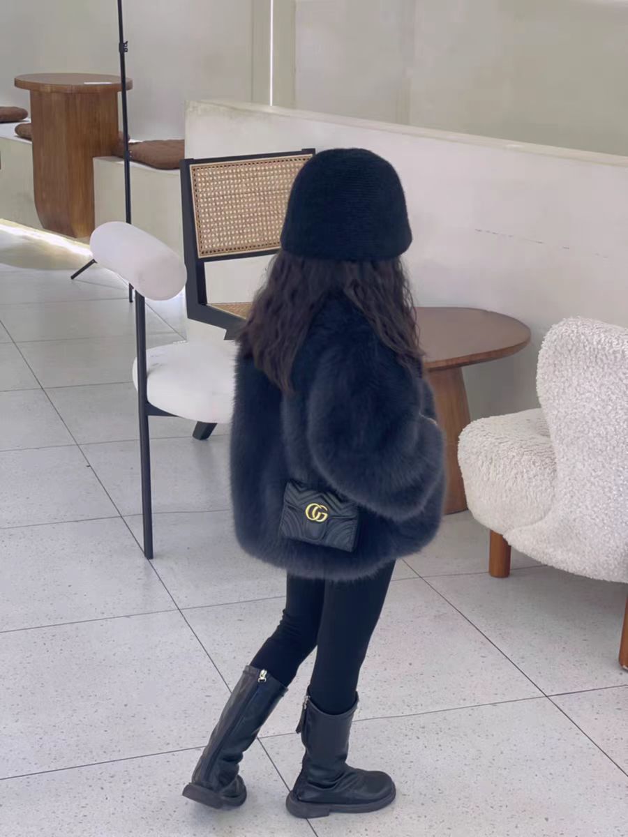 2023 Mädchen-Pelzimitationsmantel, verdickt und warm, Baby-Plüsch-Winterkleid, Eleganz, Mädchen, hochwertig_voghion.com