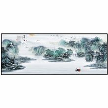 自粘墙贴贴画客厅山水画风水人财两旺自贴装饰画自背景墙壁画