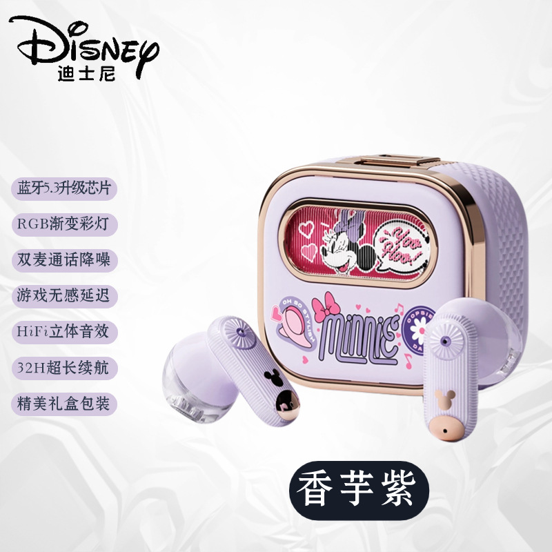Disney Bluetooth headset nuevo ultra-larga resistencia reducción de ruido baja latencia linda chica de alto aspecto medio-en-oído Q9