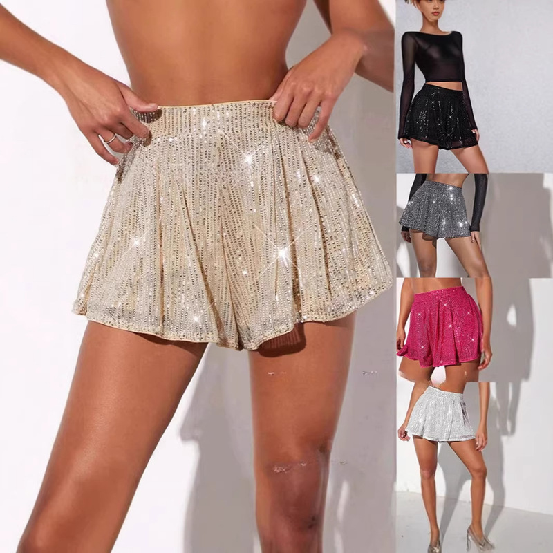 2026 Cross-Border European and American Aliexpress Women's Shiny Sequin Shorts Fashion Hot Girl Versatile Sparkling Skirt Pants 2026 Cross-Border European and American Aliexpress Women's Shiny Sequin Shorts Fashion Hot Girl Versatile Sparkling Skirt Pants
