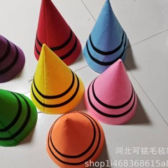 跨境圆锥圣诞帽万圣节复活节彩色毛毡帽小矮人装饰帽精灵帽条纹帽