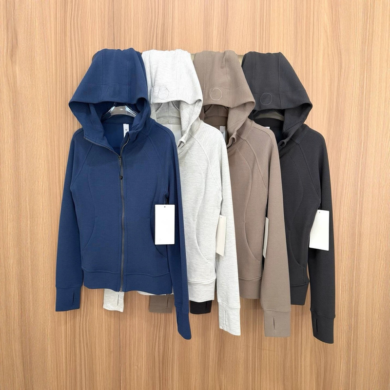 Scuba Waffle Sweatshirt Warm Brown Gray Women's Sports Full-Zip Hoodie Fitness Slim-Fit Jacket Scuba Waffle Sweatshirt Warm Brown Gray Women's Sports Full-Zip Hoodie Fitness Slim-Fit Jacket