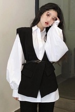 洋气减龄套装女复古港风西装马甲春季新款法式别致上衣两件套