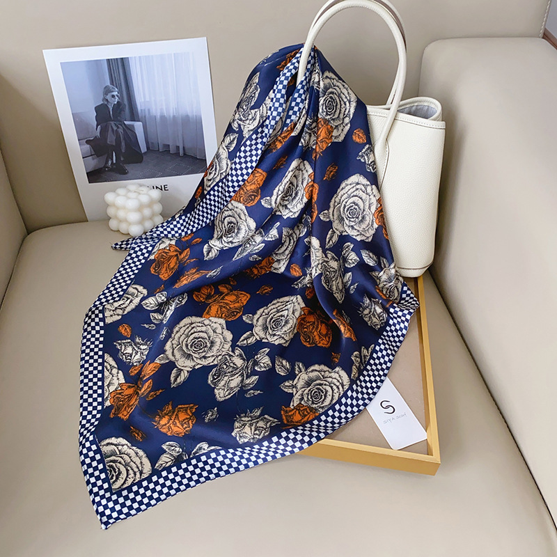 Pañuelo Cuadrado Vintage Estampado Paisley de Poliéster con Protección Solar para Otoño