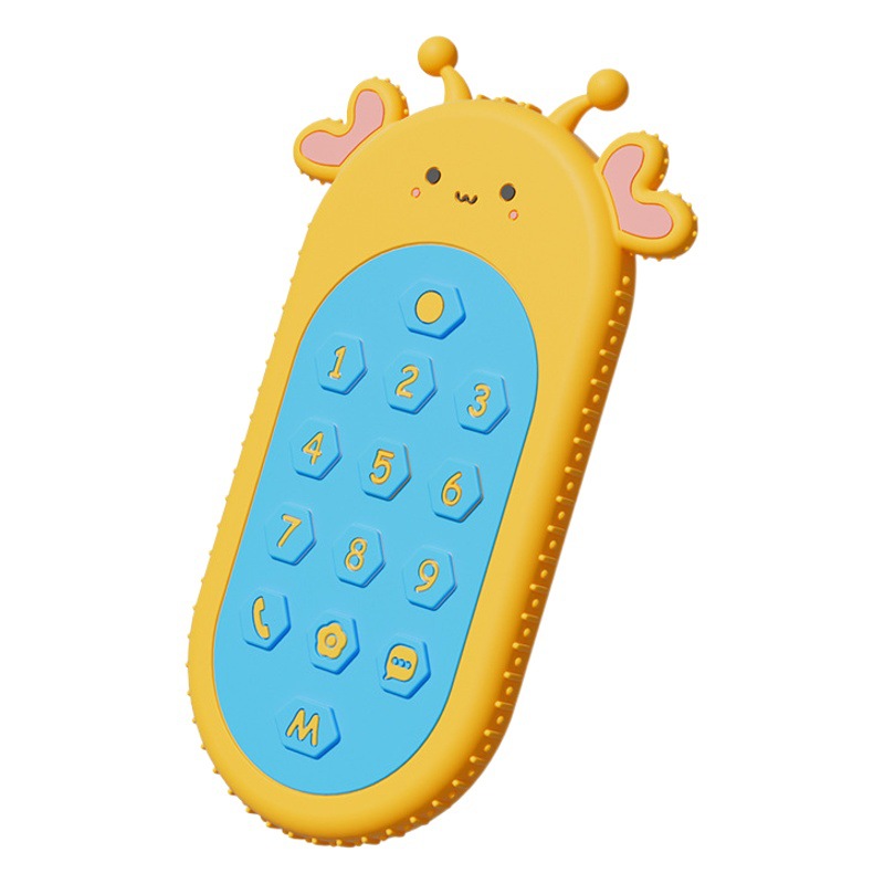 El mordedor del control remoto muerde la música con botones táctiles juguetes para bebés palitos de molienda de manos anti-comer para calmar el mordedor de silicona para bebés