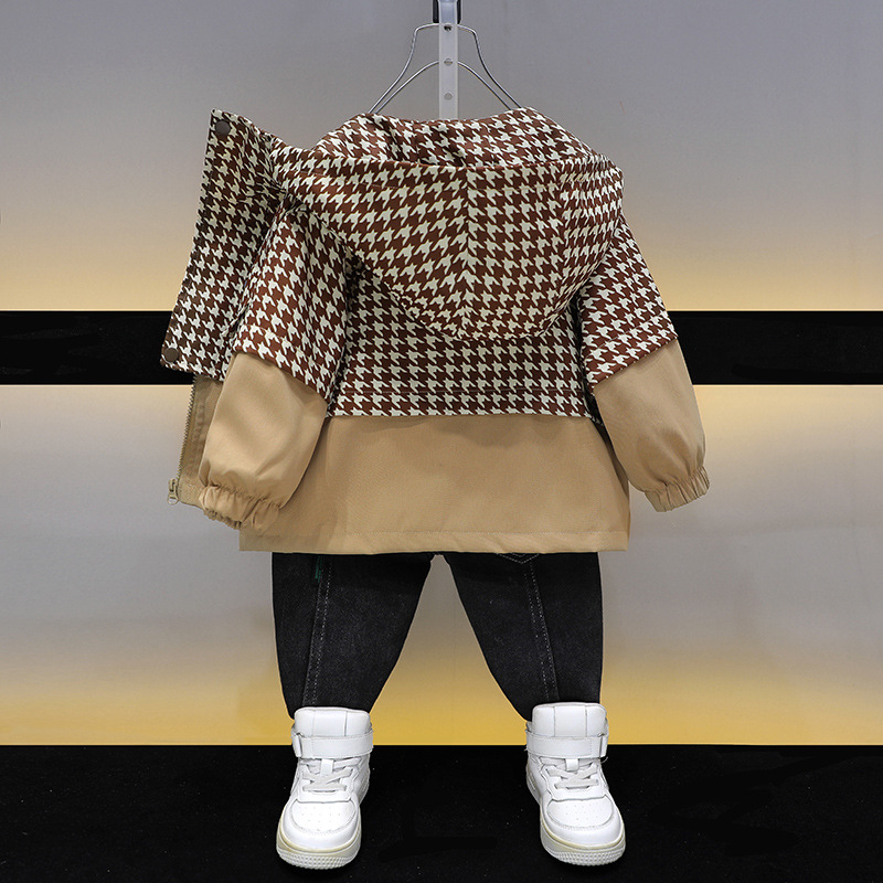 Boys' 2338 on coat 2023 Spring and Autumn new children's handsome hooded windbreaker baby clothes_voghion.com