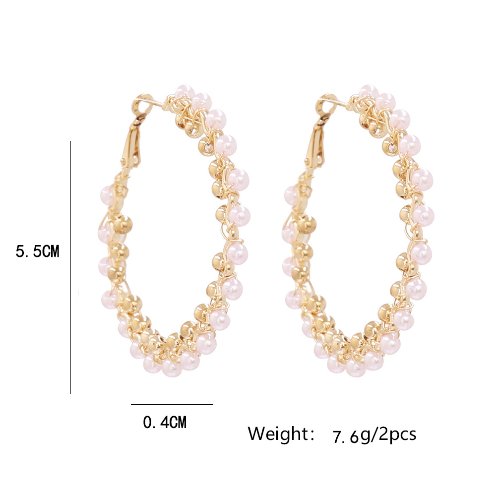 Elegant Geometric Imitation Pearl Alloy Women's Hoop Earrings 1 Pair display picture 1