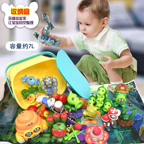 Genuine Plants vs. Zombies toy storage bucket box stool full set of launchable children's toys boy set