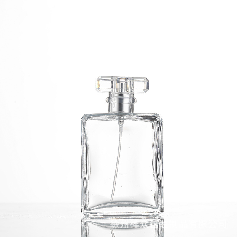 Bayoneta de alta gama dividida en botellas para presionar botellas de perfume en aerosol botellas de vidrio cuadradas planas botellas vacías simples retro 50ml 100ml image 8