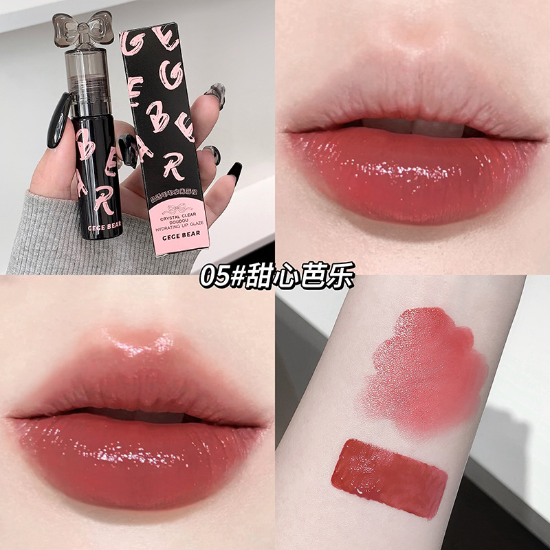 Gegebear Crystal Dudu Water Light Lip Glaze para sostener el maquillaje, no es fácil de desvanecer, espejo blanco, esmalte de labios, lápiz labial, brillo de labios transfronterizo