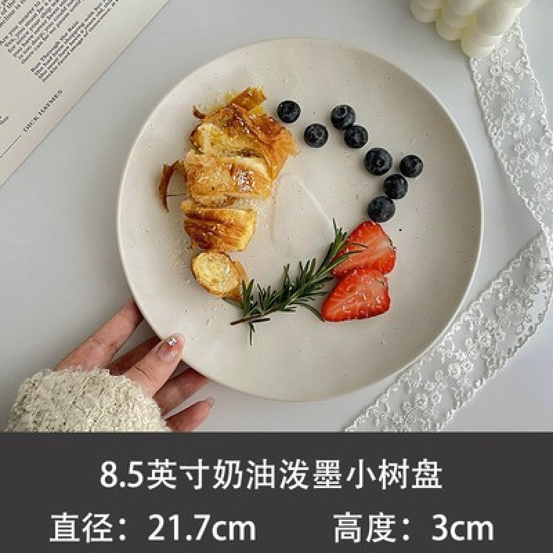 セラミック卸売ディナープレート朝食プレートセラミックウォームウッドハートフォトポーズスタイルホームクリームカラーディッシュプレート|undefined