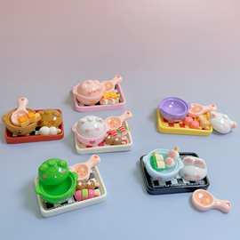 迷你微缩小砂锅食玩卡通饭碗餐具娃娃屋场景装饰小摆件过家家玩具