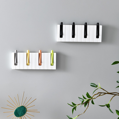 Creative punch-free piano hook for home clothes, hats, bags, umbrella hangers, foldable key hook storage rack