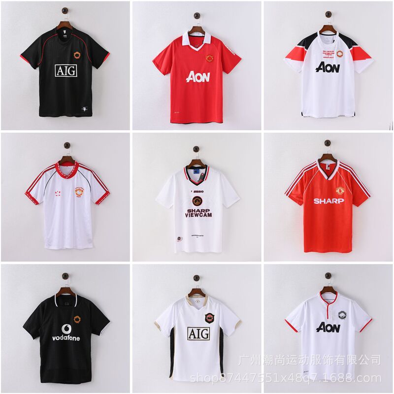 Classic Retro Short-Sleeved Manchester United Retro One-Stop Series Football Sportswear Jersey One-Piece Dropshipping