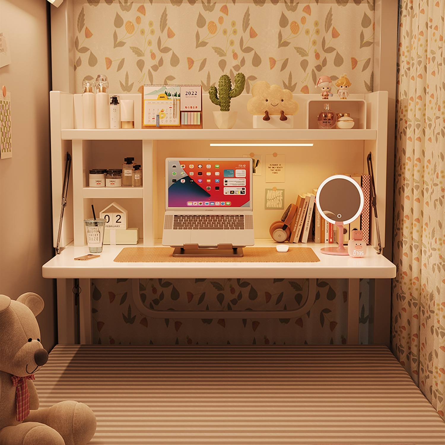 College Student Bed Small Table Dormitory Computer Table Folding Study Desk Simple Bunk Bed Suspended E-Sports Table