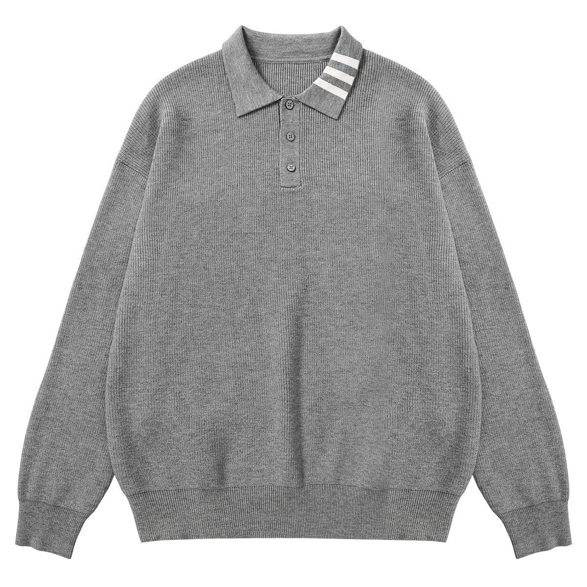 APO Men's | Modal Anti Pilling Collar Contrast Sweater 2023 Autumn/Winter Loose Shoulder Polo Neck Knit