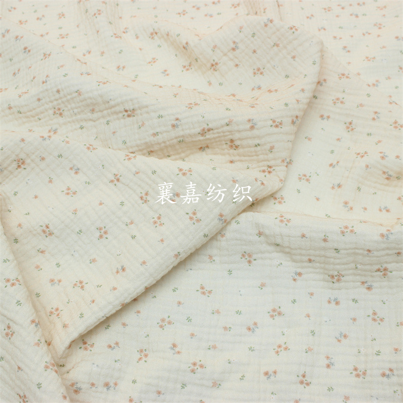 Baby Cotton Double Gauze Small Floral Crepe Children's Pajamas Blanket Fabric