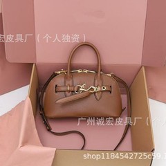 2025新型iu家レトロ本革貝殻バッグボストンボウリング高質感ファッション手提げ斜め掛けショルダーバッグ