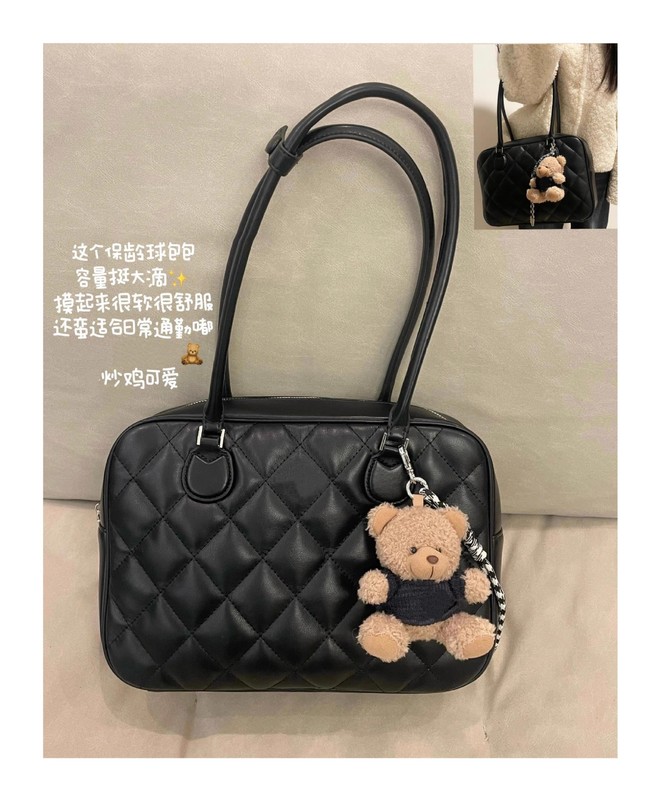 高级感菱格单肩包女日常通勤杂物小拎包2025新款大容量百搭托特包|undefined
