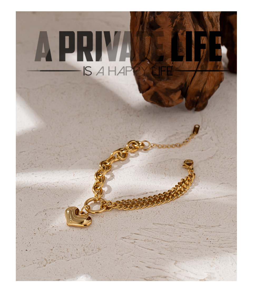 Fashion Heart Shape Titanium Steel Plating Bracelets 1 Piece