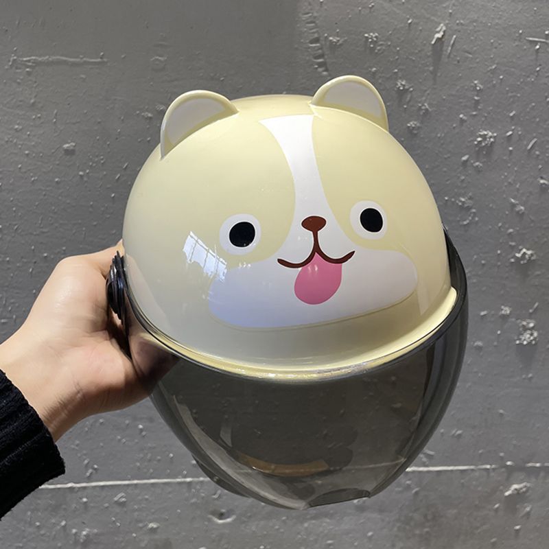 Motuoche Electric Motorcycle Kids Helmet B Type Cute Ears Summer Half Helmet (Auto Parts and Accessories) - transparent-short-visor