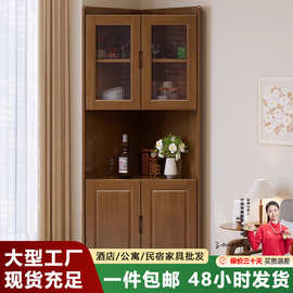 实木单门书柜小储物柜带门边角柜窄柜家用木质立柜书橱置物收纳柜