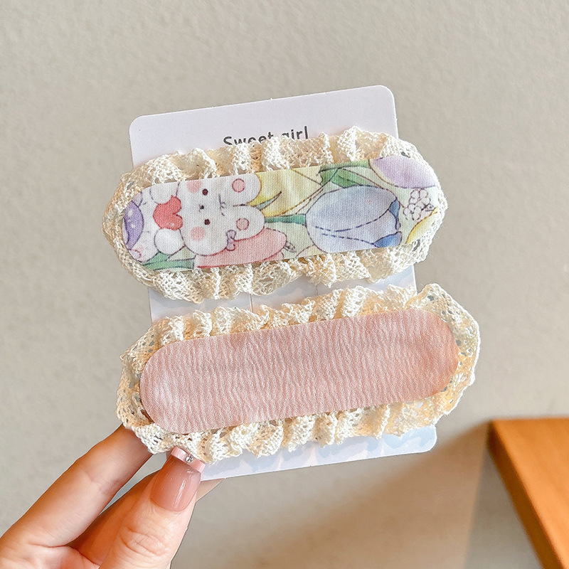 法式碎花针织刘海贴女田园风魔术贴少女心发带游玩发箍不压发头饰|undefined