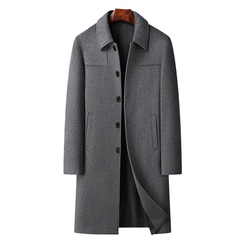 Abbigliamento maschile autunno e inverno nuovo cappotto in lana cashmere cappotto in lana con risvolto lungo da uomo_voghion.com