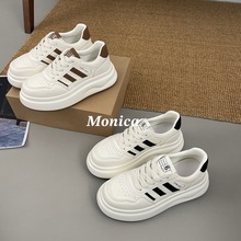 Monica2025厚底小白鞋系带百搭休闲运动鞋轻便舒适板鞋5007-06