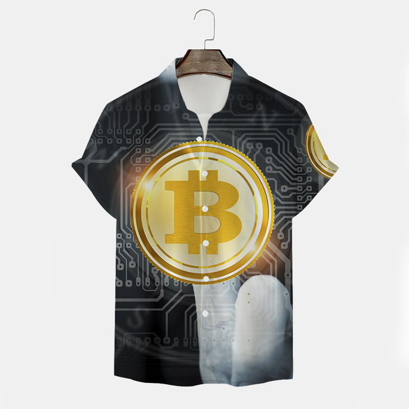 3D digital printing Bitcoin printing men's shirt European and American cross-border source direct sales AliExpress Amazon ebay