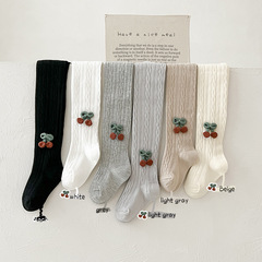 Cross-border pantyhose spring and autumn cotton new cherry large PP children's one-piece thin white toddler girl baby leggings