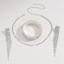 跨境欧美时尚弹力水钻手镯弹力戒指环轻奢气质手饰品