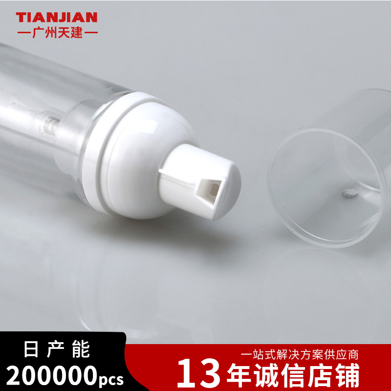 Suministro directo de fábrica 50ml botella de plástico PET botella de espuma transparente limpiador facial mousse botella burbuja bomba de espuma