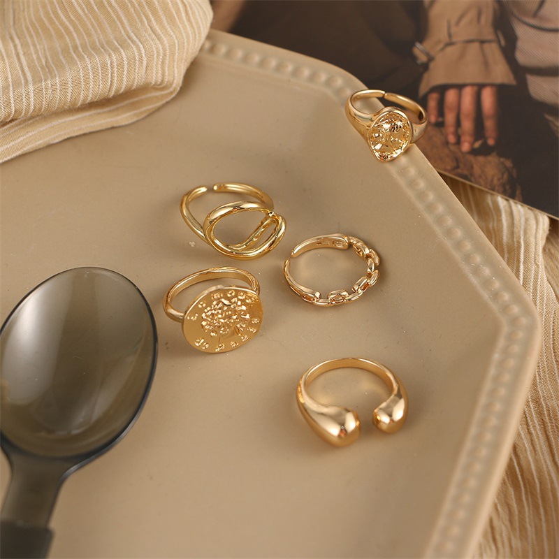 Geometric Pattern Simple Style Geometric Alloy Plating Women's Open Rings
